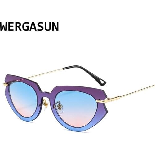 WERGASUN 2021 Cat Eye Sunglasses Women Fashion Small Frame Vintage Sun Glasses Men Shades Retro Oculos UV400