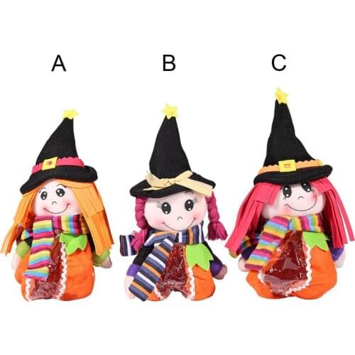 Candy Bag Transparent Belly Multi-color Zipper Design Halloween Witch Doll Candy Pouch for Home