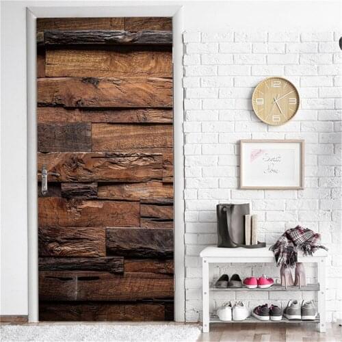 Mysterious Wooden Door Treasure Decryption Decals For Living Room DIY PVC Self-adhesive Wallpaper Wooden Door Renovation Decor