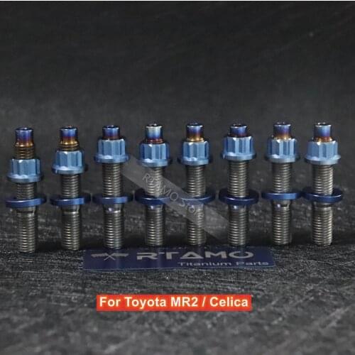 RTAMO |(8 Pieces Kit) Titanium Exhaust Manifold Stud Kit for Toyota MR2/Celica Burnt Blue