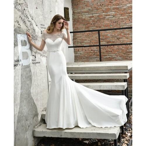 Elegant Ivory Mermaid Beaded Wedding Dress vestido de noiva Off Shoulder Women Luxury Wedding Gowns Robe De Mariage
