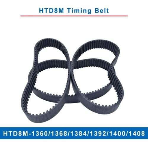 Timing belt HTD8M-1360/1368/1384/1392/1400/1408 teeth pitch 8mm circular teeth belt width 20/25/30/40mm for 8M timing pulley