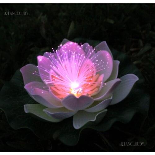 1/5/12 Pieces Artificial waterproof Led Optic fibre Floating white Lotus flower color Lily wedding Night Light decoration D55