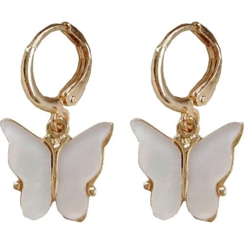 10 pair/ lot fashion jewelry gold metal acrylic cute butterfly earrings