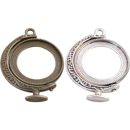 10pcs 25mm Inner Size Globe Rotation Double Side 2 Colors Cameo Cabochon Base Setting Charms New Fashion Pendant