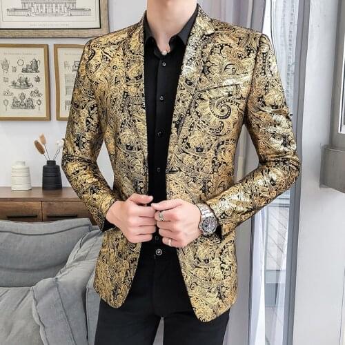 2021 Mens Casual Suit Hot Stamping Suit Slim Top Single West Handsome Trendy Large Size Jacket M-5XL