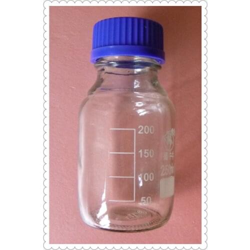 250ml,Glass Reagent Bottle w cap,Transparent,Graduation 200ml,Boro 3.3 labware