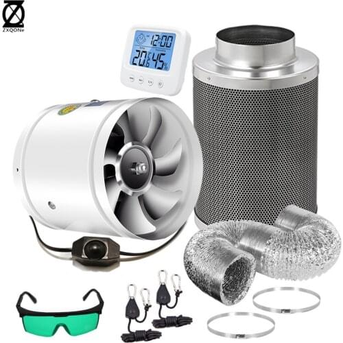 4/6/8 Grow Tent inch Inline Adjustable Speed Low Noise Control Fan Air Duct Purifier Filter Set ForLed Grow LIght Indoor GrowBox