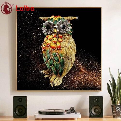Diamond Mosaic Abstract animal art, golden bird round drill Cross Stitch Diamond Embroidery Painting Full Square Decor For Home