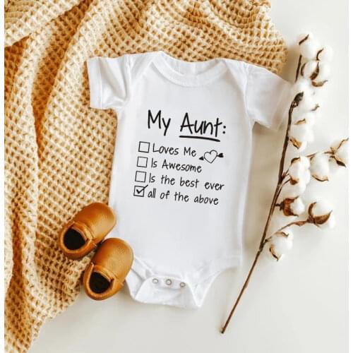 My Aunt Loves Me And Awesome Newborn Baby Bodysuits Baby Girls Boys Cotton Short Sleeve Infant Rompers for 0-24M
