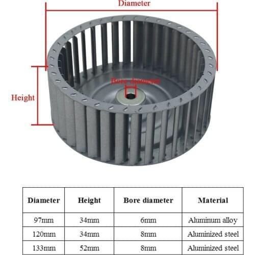 Impeller Centrifugal Vane Motor Blades Fan Impeller shaft aluminum blower fan small blade wheel Multivane