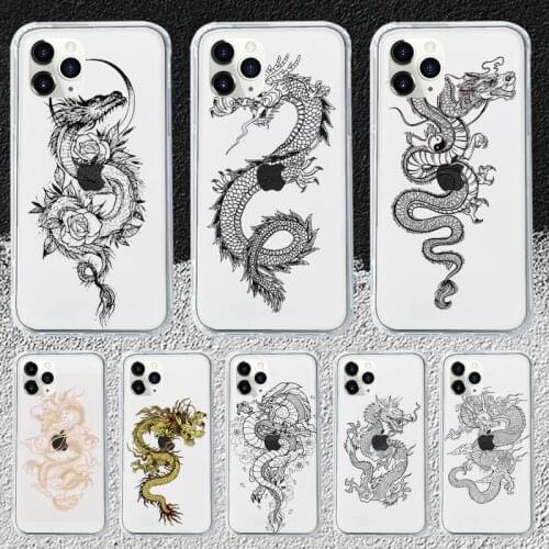 Red Dragon Art Aesthetics Phone Case Transparent for iPhone 11 12 mini pro XS MAX 6 6S 8 7 Plus X 5S SE 2020 XR