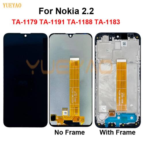 Display With Frame For Nokia 2.2 TA-1183 TA-1179 TA-1191 TA-1188 LCD Display Touch Screen Digitizer Assembly For Nokia N2 LCDs