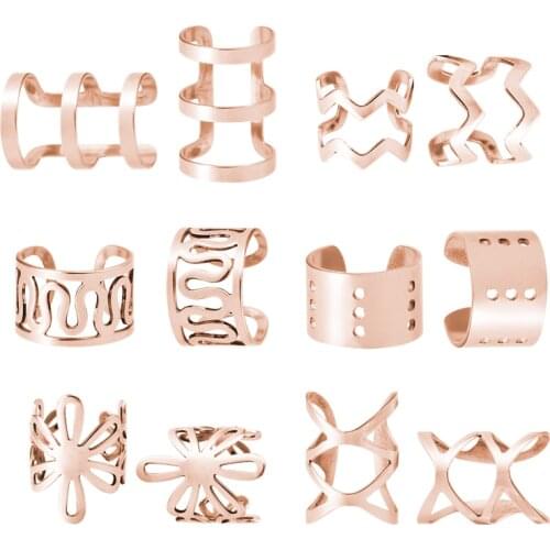 1-6pc Ear Cuff Wrap Earring Non-Piercing Ear Clips Fake Piercing U-shaped Cartilage Jewelry for Women Small Simple Carved Hollow