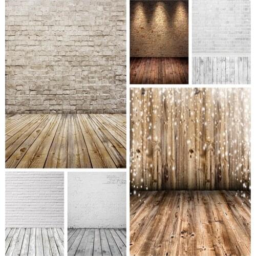 Yeele White Brick Wall Wooden Floor Planks Baby Pet Cake Portrait Photography Backdrops Photocall Photo Background Studio Shoot