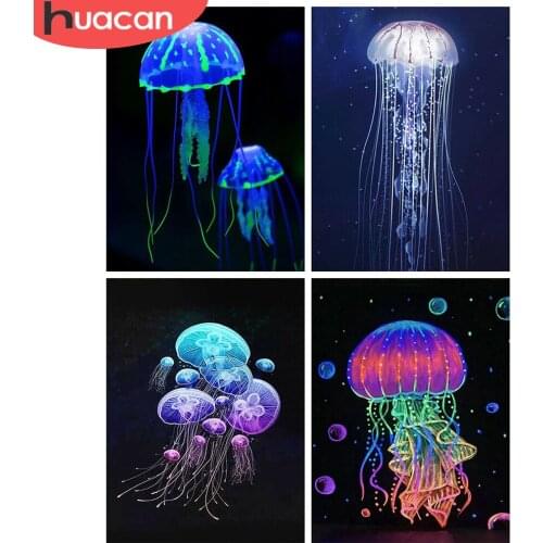 HUACAN 5D DIY Diamond Painting Animal Diamond Embroidery Jellyfish Pictures Of Rhinestones Mosaic Home Decor