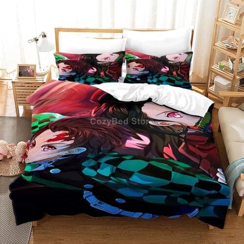 Demon Slayer Bedding Set Anime Kids Duvet Cover Sets Comforter Bed Linen Twin Queen King Single Size Fashion Gift Home Decor