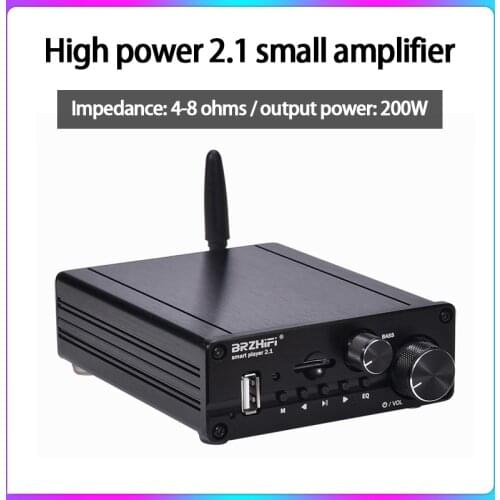 KYYSLB 200W 4-8 Ohm HIFI Fever-level High-power 2.1-channel Small Power Amplifier Bluetooth 5.0U Disk TF Playback Amplifier