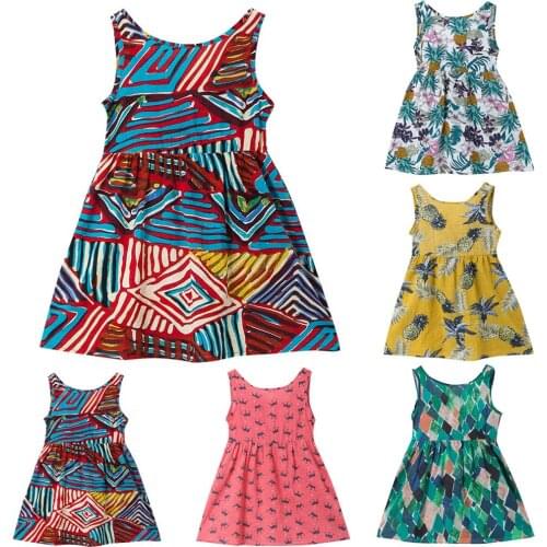 Summer new girl dress small fresh sleeveless printed princess dress vest sun dress different colors are available платье 05