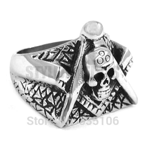 Freemason Masonic Ring Stainless Steel Jewelry Gothic Skull Motor Biker Men Biker Ring SWR0260