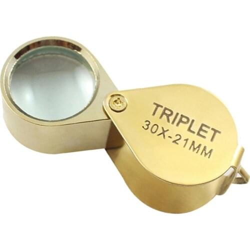 30*21 MM/ 1.18*0.83 Inch Metal Jewelry Magnifying Glass Magnifier Loupe Gold