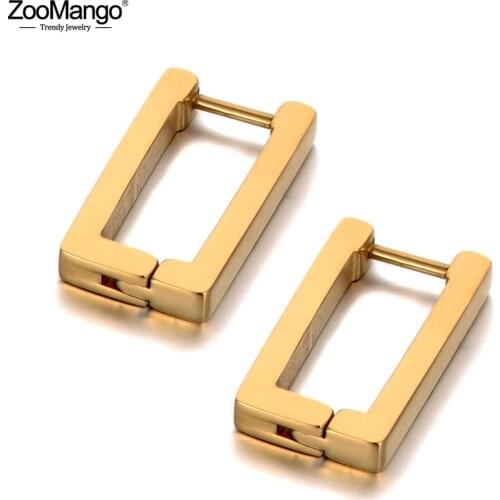 ZooMango Fashion Titanium Stainless Steel Simple Hoop Earrings Bohemia Geometry Square Earrings Jewelry For Women Girls ZE19325