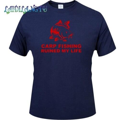 Carp fishing Ruined My Life Mens T-Shirt Plus Size Tee Shirt Homme Summer Short Sleeve Men T Shirts Male TShirts