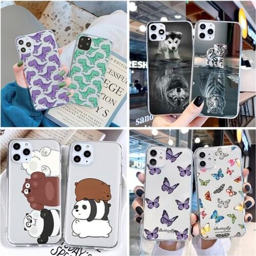 Soft TPU Phone Case For iPhone 12 Pro mini XR XS Max X 7 8 6 6S Plus SE 2020 Cover For iPhone 11 Pro Lovely Animal Shell Fundas