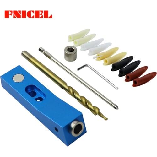 Woodworking Pocket Hole Jig Kit Angle Drill Guide Set Hole Puncher Locator Drill Bit Set For DIY Carpentry Tools