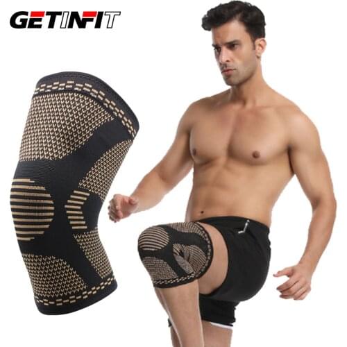 Getinfit 1PCS Copper Nylon Knee Pads Nylon Sports Fitness Kneepad Protective Gear Brace Support Running Basketball Volleyball