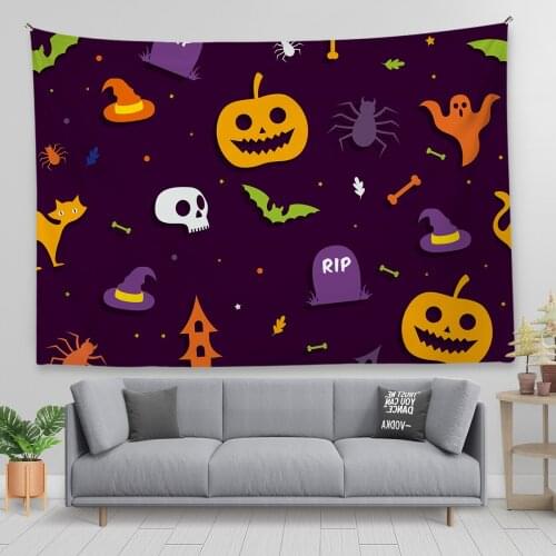 Funny Halloween Theme Tapestry Spider Bat Skull Orange Pumkin 3D Print Tapestry Wall Hanging BedRoom Dorm Living Room Home Decor