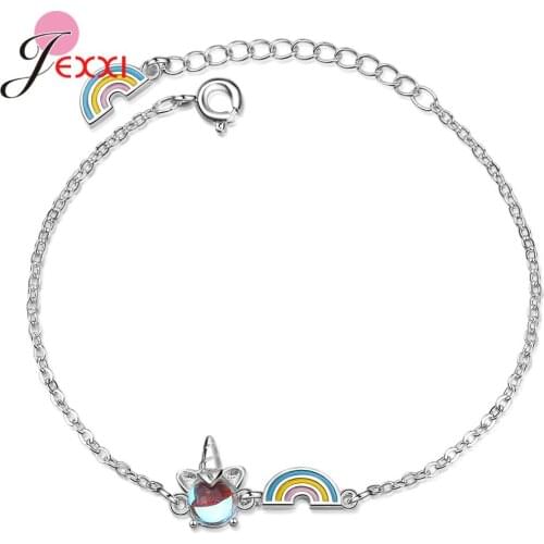 Exquisite Top Quality 925 Sterling Silver Charming Bracelet Pendants Nice Multicolor Enamel Rainbow Jewelry for Women Girls
