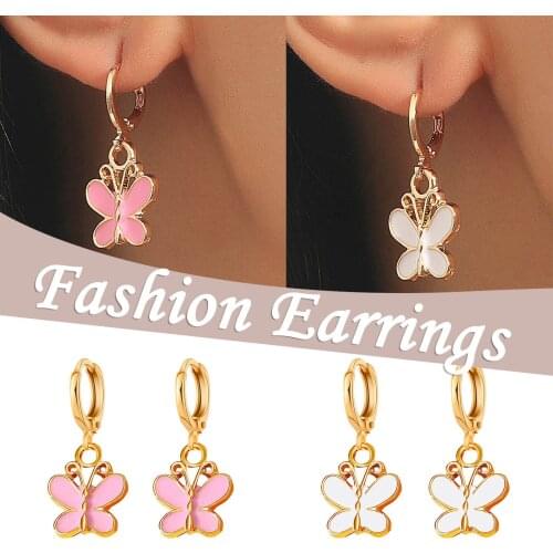 New Fashion Earrings Alloy Butterfly Shape Jewelry Small Fresh Sweet Drop Earing Woman Cute Best Gifts Dangle Earrings Jewelry