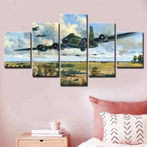 Prints Poster Wall Art Modular Canvas Airplane Pictures Track Modern Painting Home 5 Pieces Background Living Room Decor Framed