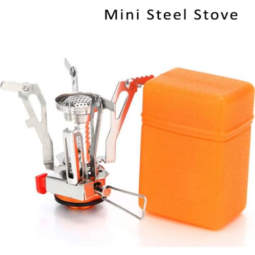 Hot Sale Outdoor Portable Picnic Mini Gas Burners Foldable Mini Steel Stove Packing with Hard plastic For Camping Traveling