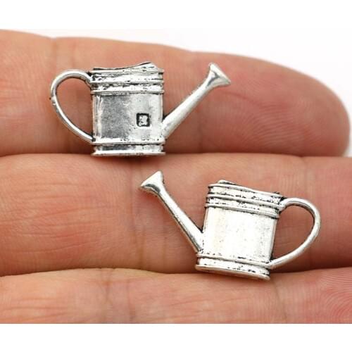 JAKONGO Antique Silver Plated Teapot Charms for Jewelry Making Bracelet Findings DIY Accessories 14x27mm 10pcs/lot