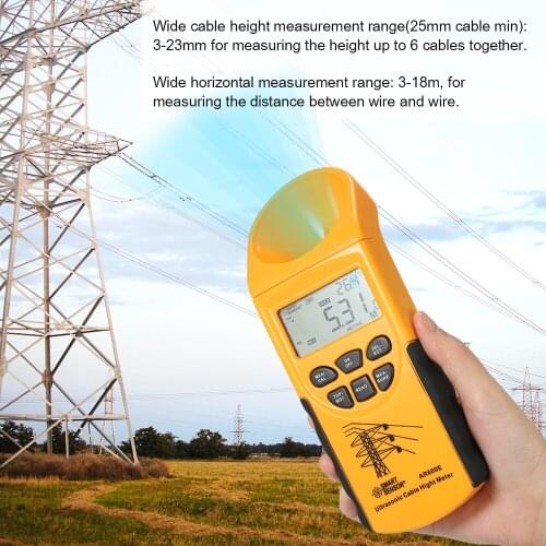 Professional Digital LCD Ultrasonic Cable Height Meter Handheld Height Cable Tester Measuring the Height Overhead Cables 3-23m