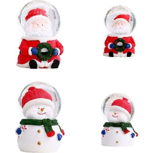 Christmas Santa Claus Snowman Shape Snow Globe LED Lighted Luminous Glowing Round Ball Xmas Desktop Decoration Gifts