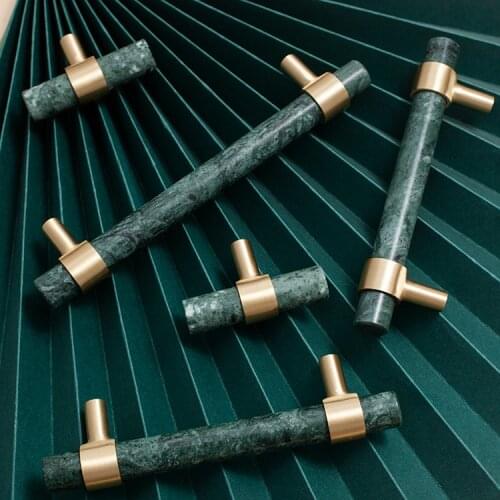 Original natural marble pure Brass Handle Nordic luxury high end wardrobe door drawer furniture long handle