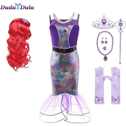 Little Mermaid Ariel Princess Dress Cosplay Costumes For Kids Baby Girl Mermaid Dress Up Sets Children Halloween Party Clothing