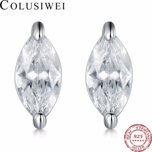 COLUSIWEI Clear Cubic Zirconia 925 Solid Silver Earrings Gift For Women Silver Shining Earring Fashion Jewelry brincos