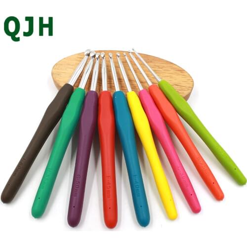 Sewing Tools 9pcs/Set Soft handle slip Metal Crochet Hook Knit Knitting Needle Weave Craft Tip Yarn Needle New