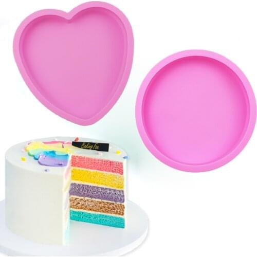Silicone Layered Round & Heart Shape Cake Silicone Molds Bakeware DIY Desserts Baking Molds Mousse Cake Moulds Baking Pan Tools