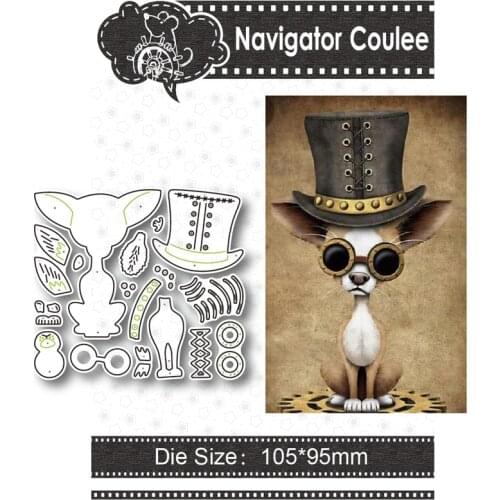 Dog Chihuahua Hat Metal Cutting Mold and Stamp Scrapbook Decoration DIY Crafts Layered Drawing Album Embossed Cards New