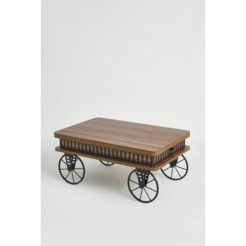 Modern Kolex Smart Coffee Table, Desk, Dining table, The Table, walnut Color coffe table with wheels for table basse