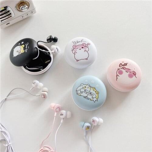 Universal Headphone Wired Stereo Bass In-ear Headset Headphone with Cartoon Storage Box for Music