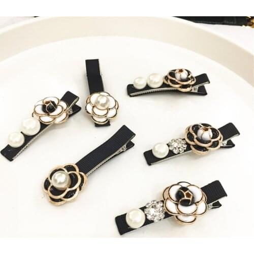 Adult Women Camellia Pearl Barrettes Hairpins Hair Clips Fashion Korean Lady Girl Head Wear Accessories-AS-W20