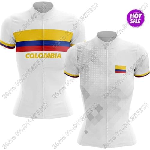 Women Colombia 2021 Cycling Jersey Short Sleeve Summer Cycling Clothing Road Bike Shirts Bicycle Tops MTB Wear Uniform Maillot