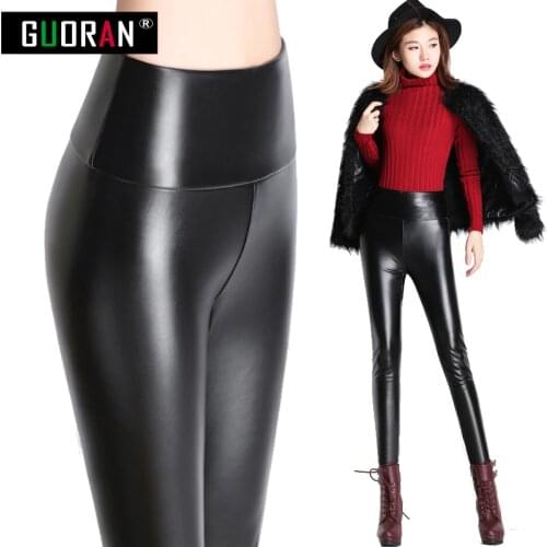 Faux leather pants women plus size 3xl 4xl patchwork office skinny elastic high waist warm PU leggings female pencil pants