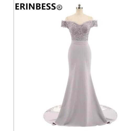 ERINBESS Robe De Soiree Mermaid Navy Blue Long Prom Dresses Party Elegant Vestido De Festa Long Evening Gown 2019